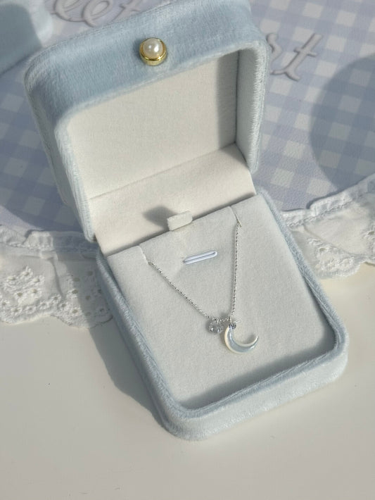 LolaWhite "Lunar Glow" S925 Sterling Silver Moon Pendant Necklace with Mother-of-Pearl - Ethereal, Gentle & Unique