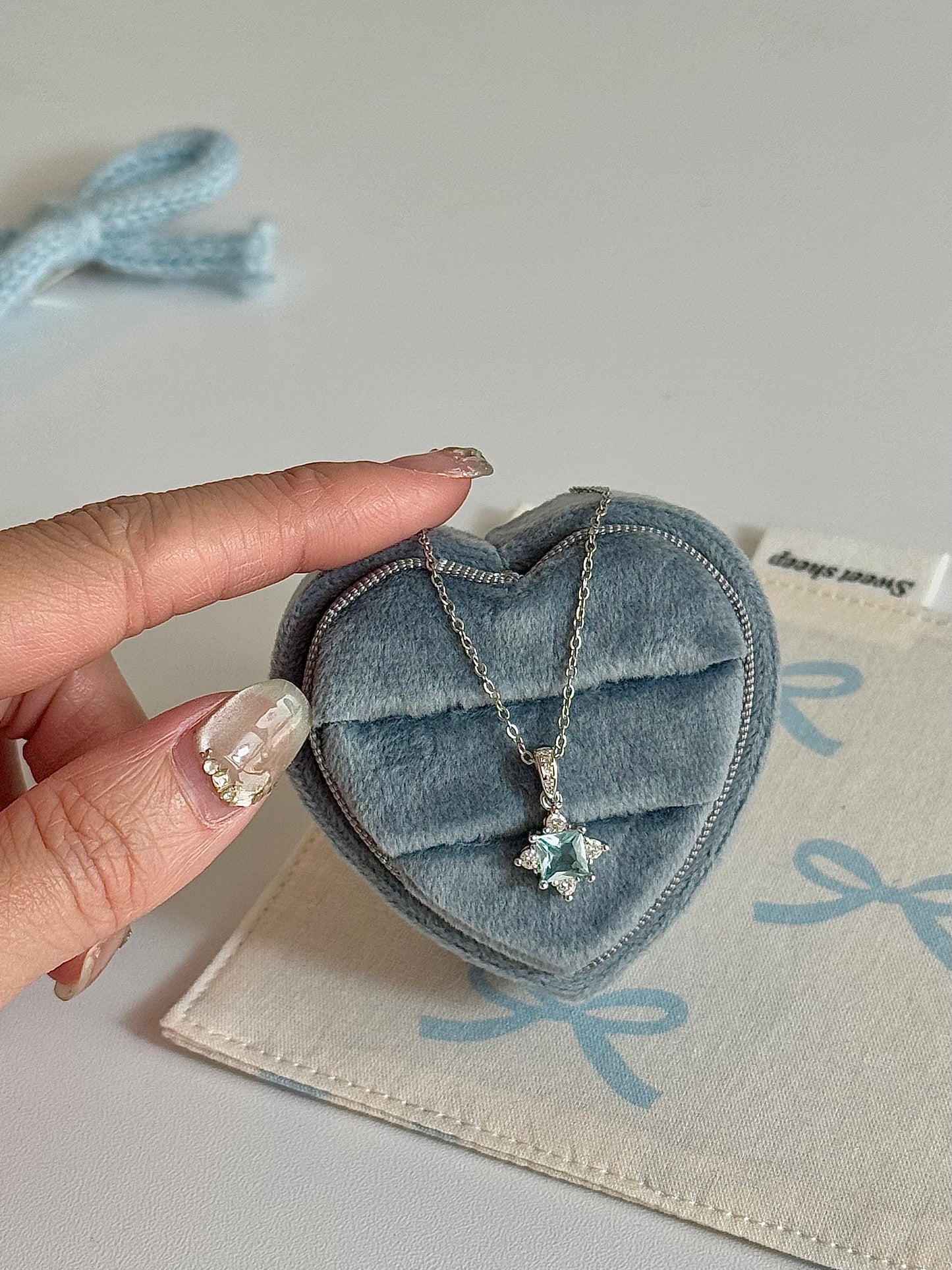 LolaWhite "A Tear of Starlight" Blue Star Pendant Necklace