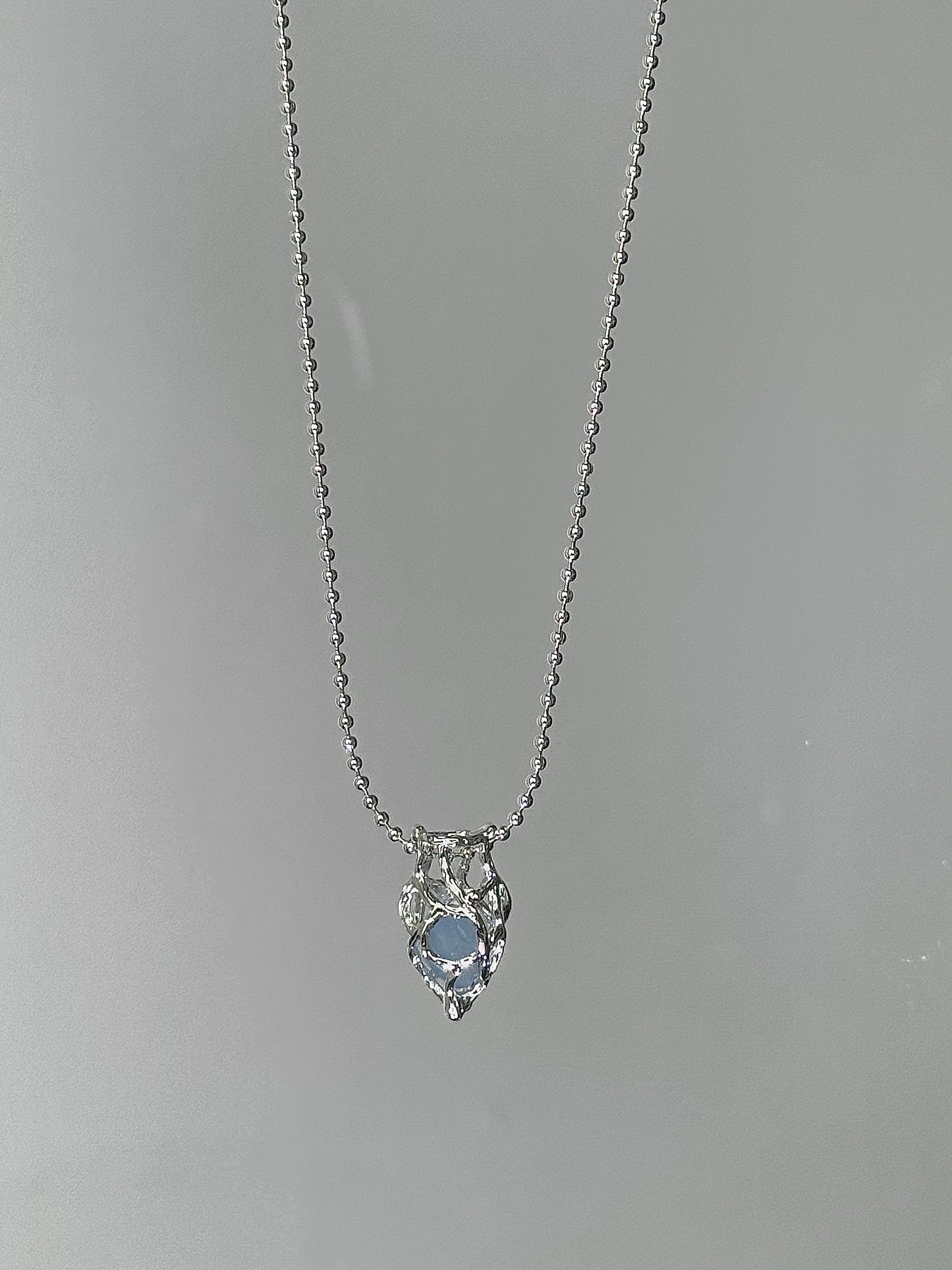 LolaWhite "Glacier Feather" Aquamarine Chip Necklace