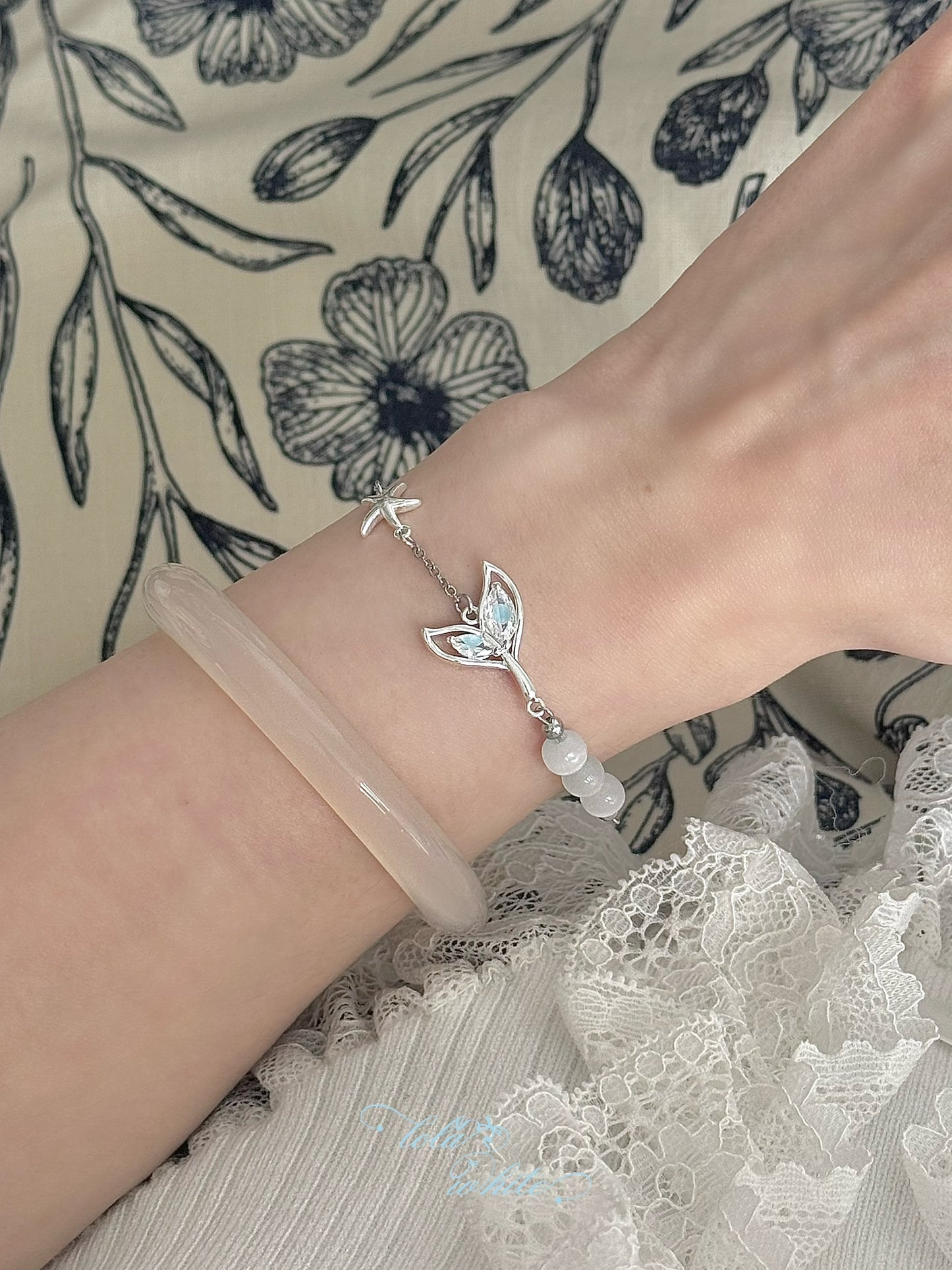 LolaWhite "Ocean's Gaze" Mermaid Tail & Starfish Bracelet