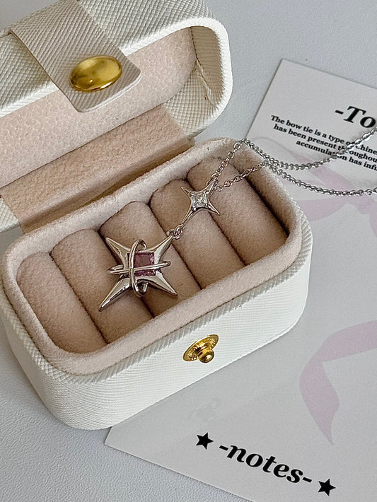 롤라화이트 "비너스" 핑크 스타리 지르콘 샤이닝 스타 목걸이 - 달콤하고 부드러우며 독특함