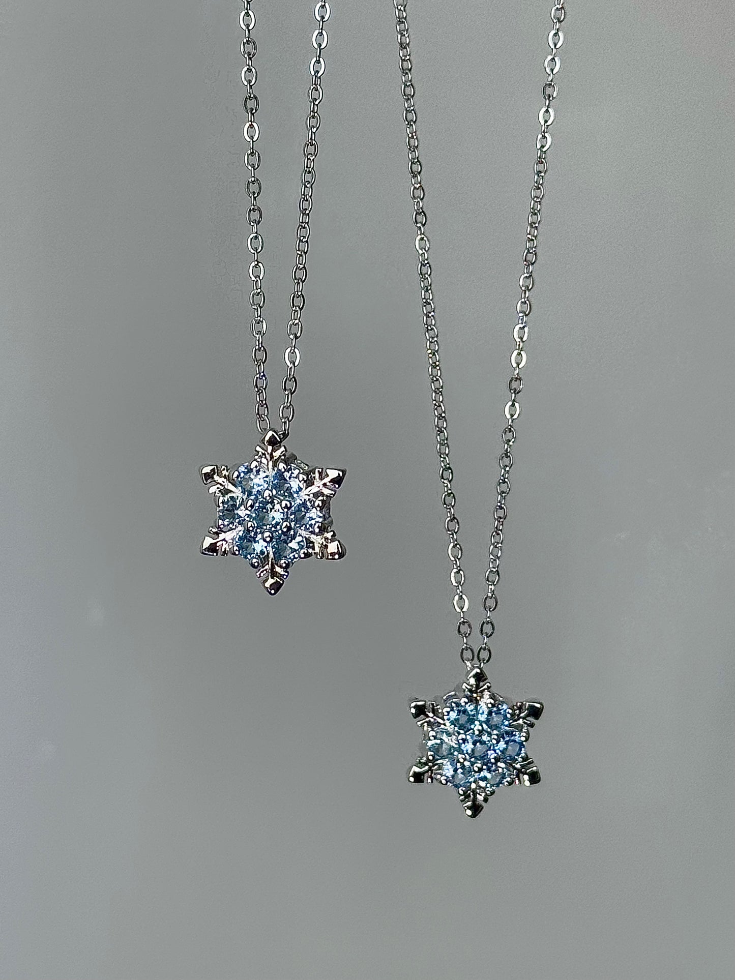 Winter Love Letter Necklace Deep Blue Pave Snowflake