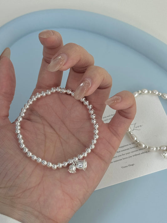 LolaWhite "Orchid Jade Melody" S925 Sterling Silver Lily of the Valley & Freshwater Pearl Bracelet - Exquisite & Delicate