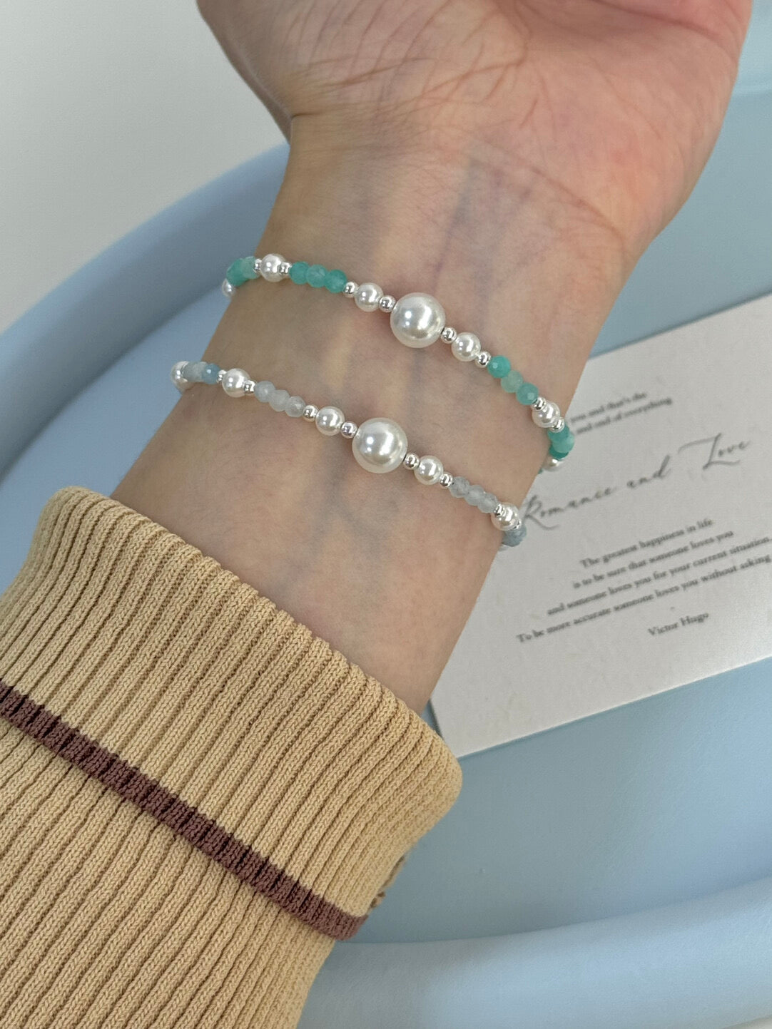 LolaWhite "Morning Dew Ballad" S925 Sterling Silver Pearl Bracelet - Unique Design, Minimalist & Elegant