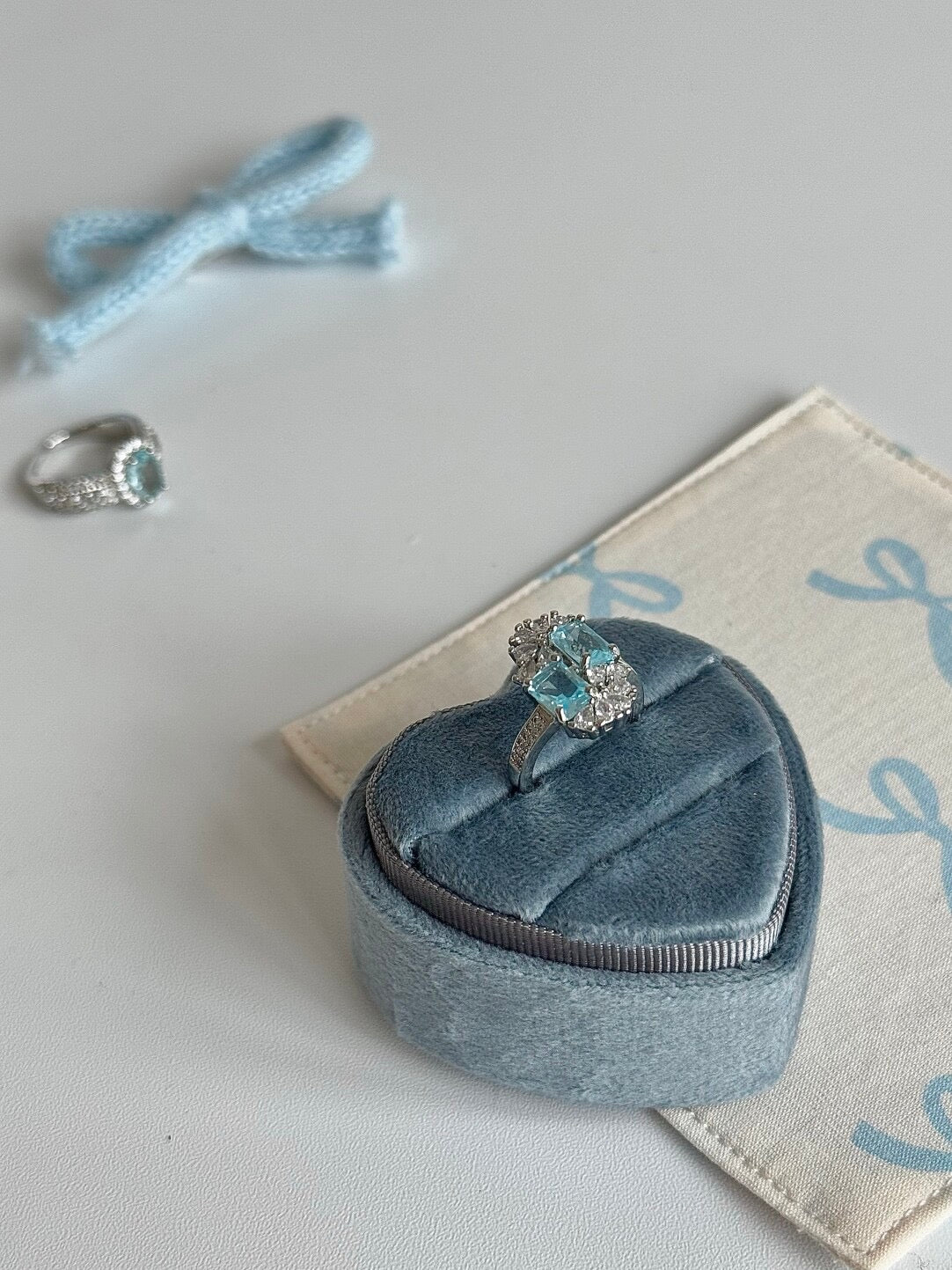 LolaWhite "Edelweiss" Premium Ice Blue Snowflake Adjustable Ring - Gentle, Luxurious & Unique