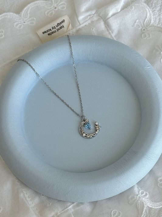 롤라화이트 "블루문의 심장" S925 스털링 실버 천상 목걸이