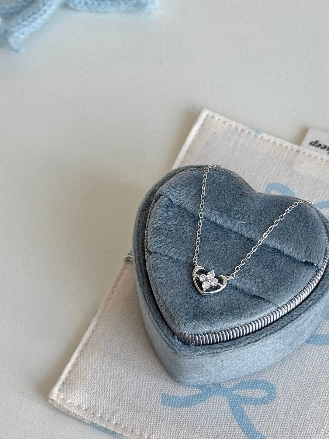 LolaWhite "Bare Heart" S925 Sterling Silver 14K White Gold Plated Micro-Zircon Heart Necklace - Subtle Sparkle, Elegant & Refined