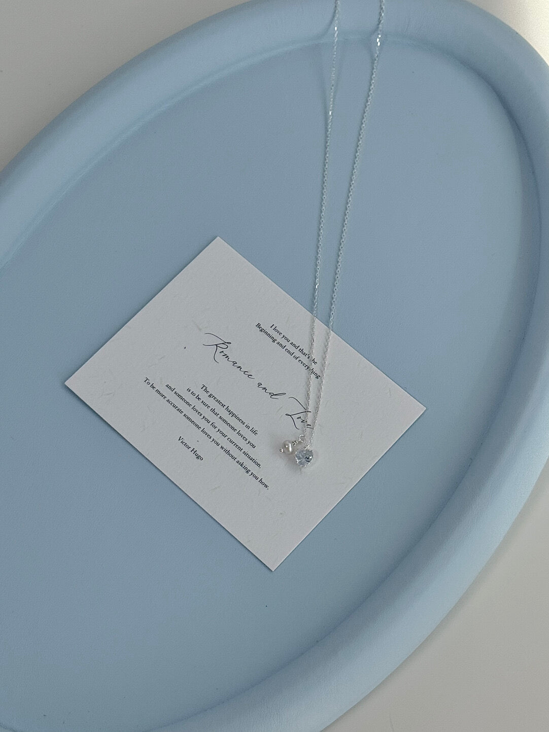 LolaWhite "Frosted Heart Sea" S925 Sterling Silver Ice Blue Heart Pendant Collarbone Necklace - Versatile & Elegant