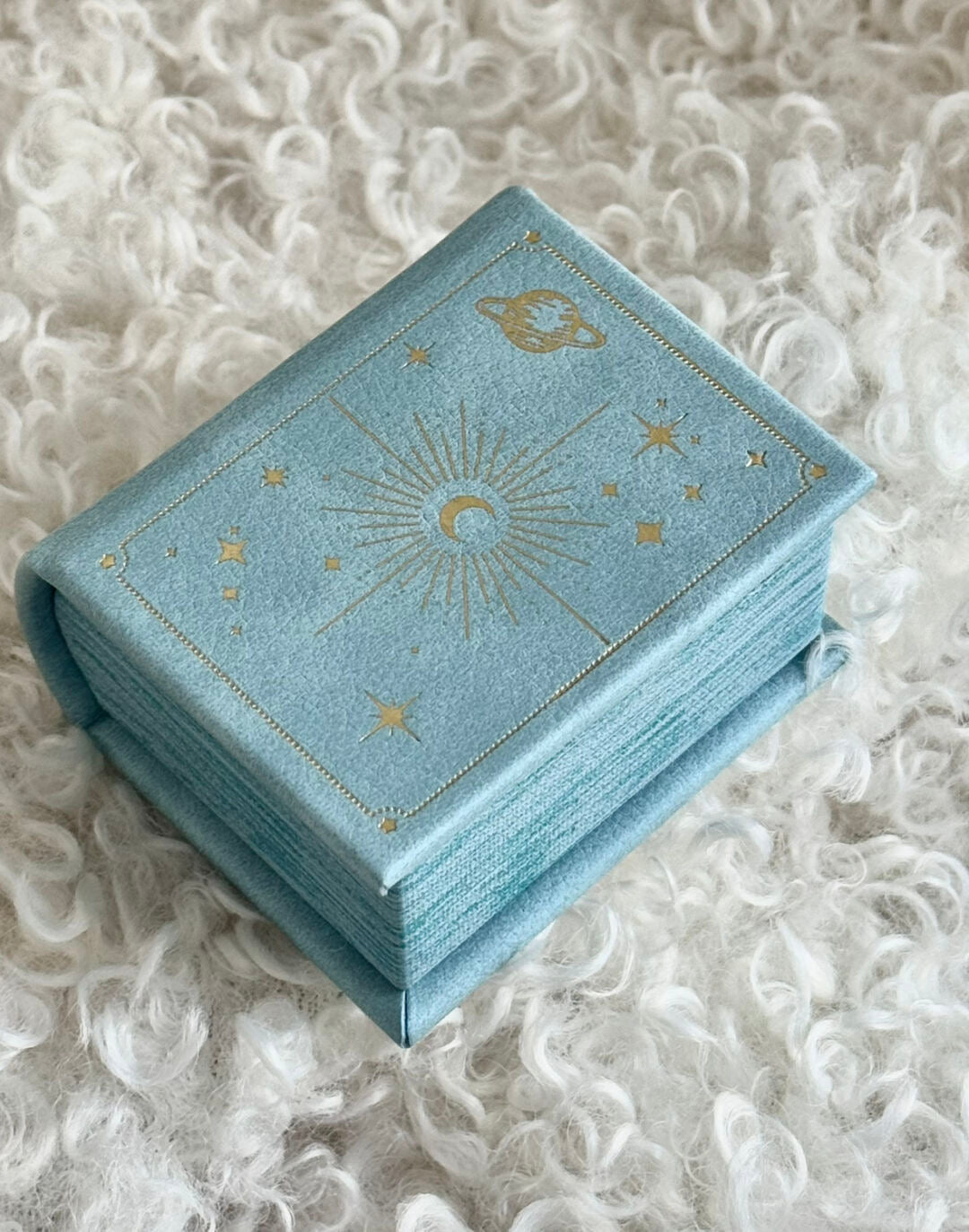 Blue Galaxy Magic Book Ring Box – Blue Star & Moon