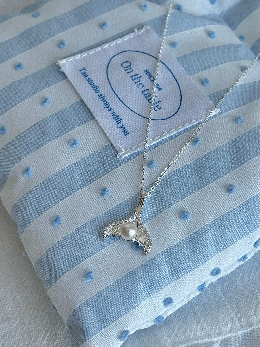 LolaWhite "Lunar Teardrop" S925 Sterling Silver Mermaid Tail Pearl Necklace - French Luxury & Elegant