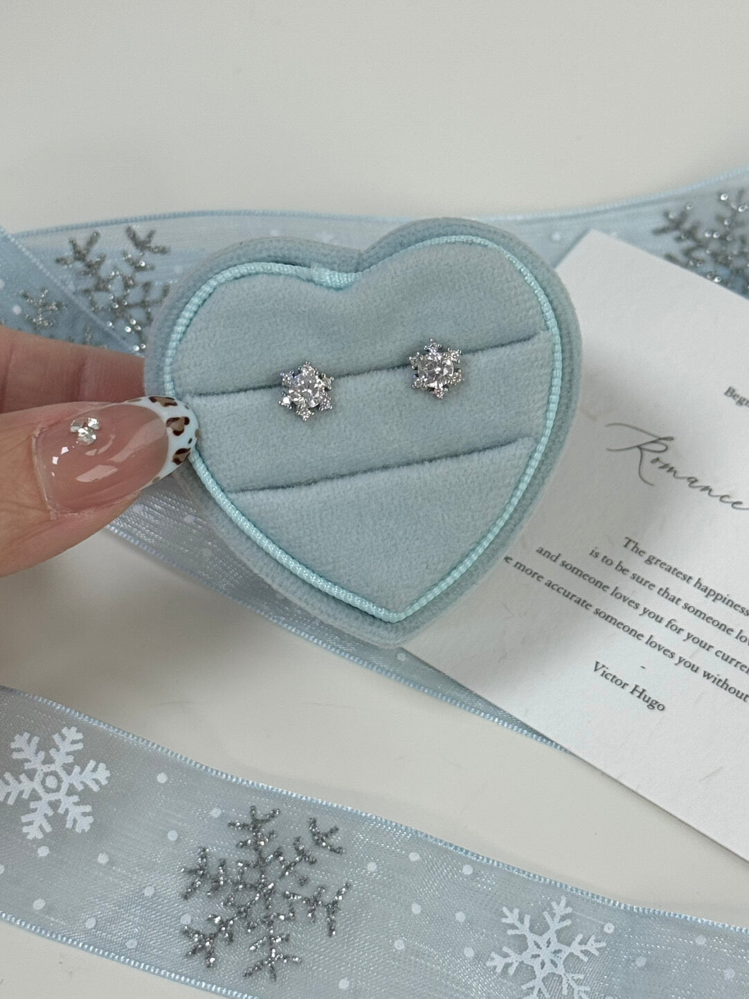 LolaWhite "Crystal Ice Flower" S925 Sterling Silver Snowflake Stud Earrings - Winter Collection Bestseller, Minimalist & Sweet