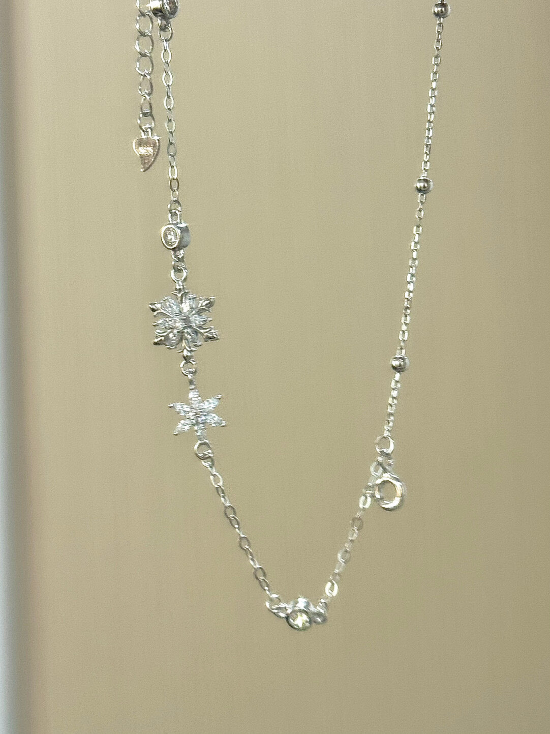 LolaWhite "Snowglaze" S925 Sterling Silver Dreamy Snowflake Double-Layer Bracelet – Minimalist Luxury & Unique