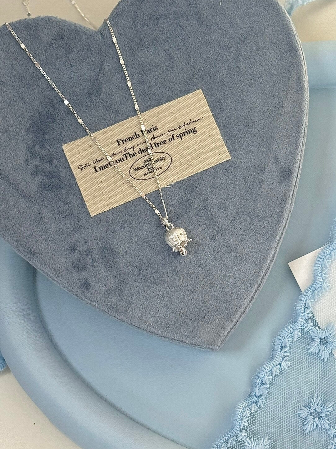 LolaWhite "Veiled Lily Bell" S925 Sterling Silver Lily of the Valley Necklace - Luxury, Intricate & Unique Design