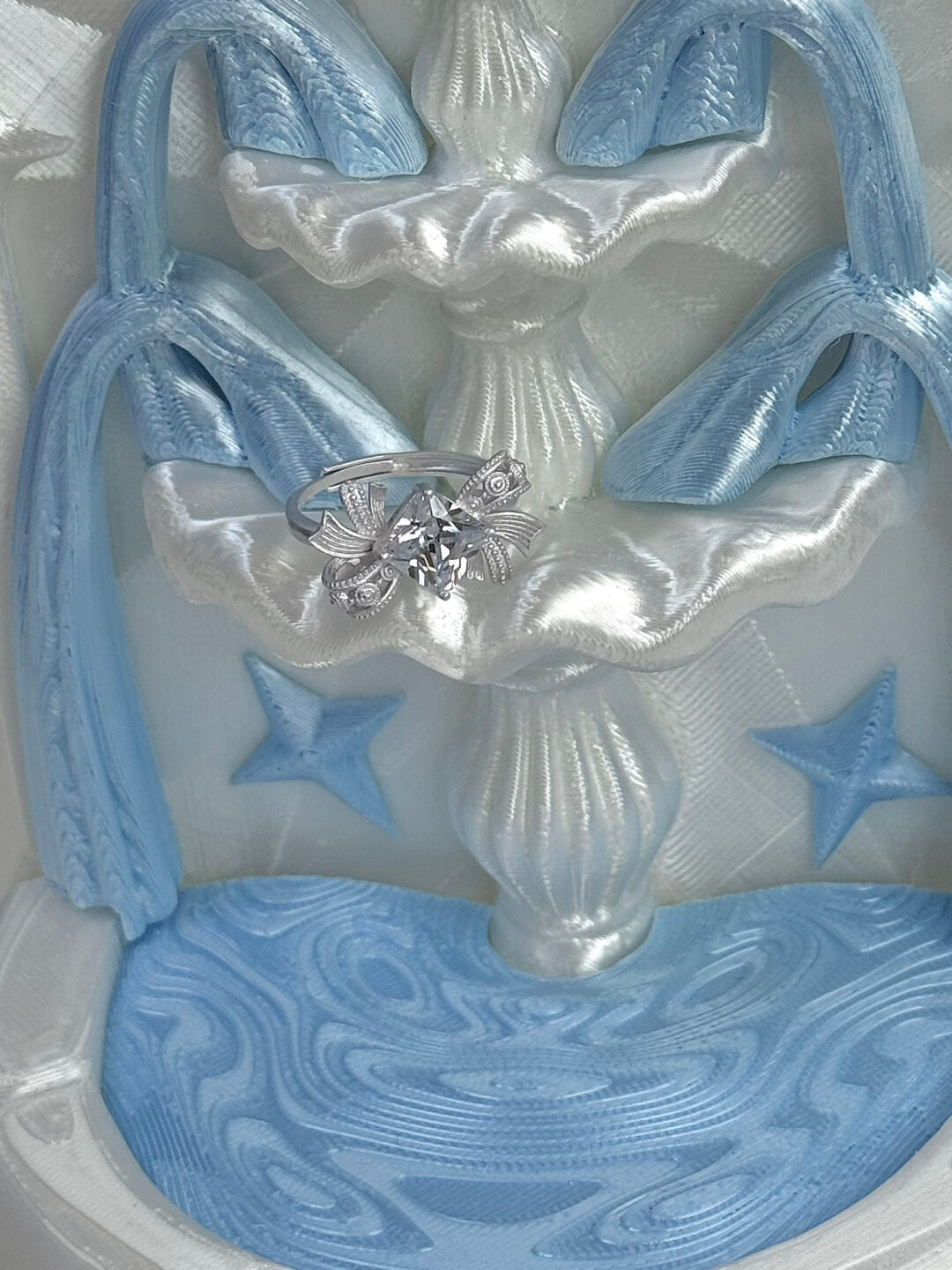 LolaWhite "Layered Butterfly Veil" S925 Sterling Silver Square Zircon Lace Bow Ring – Unique & Light Luxury