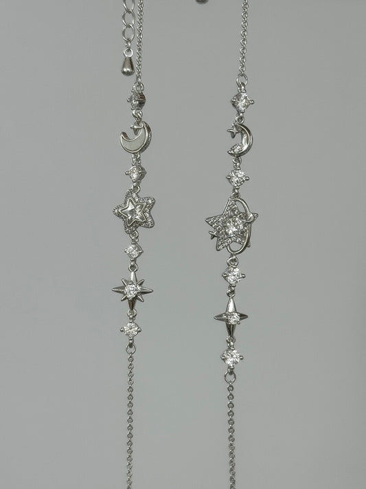LolaWhite "Sparkling Promise" Silver Plated Star & Moon Bracelet