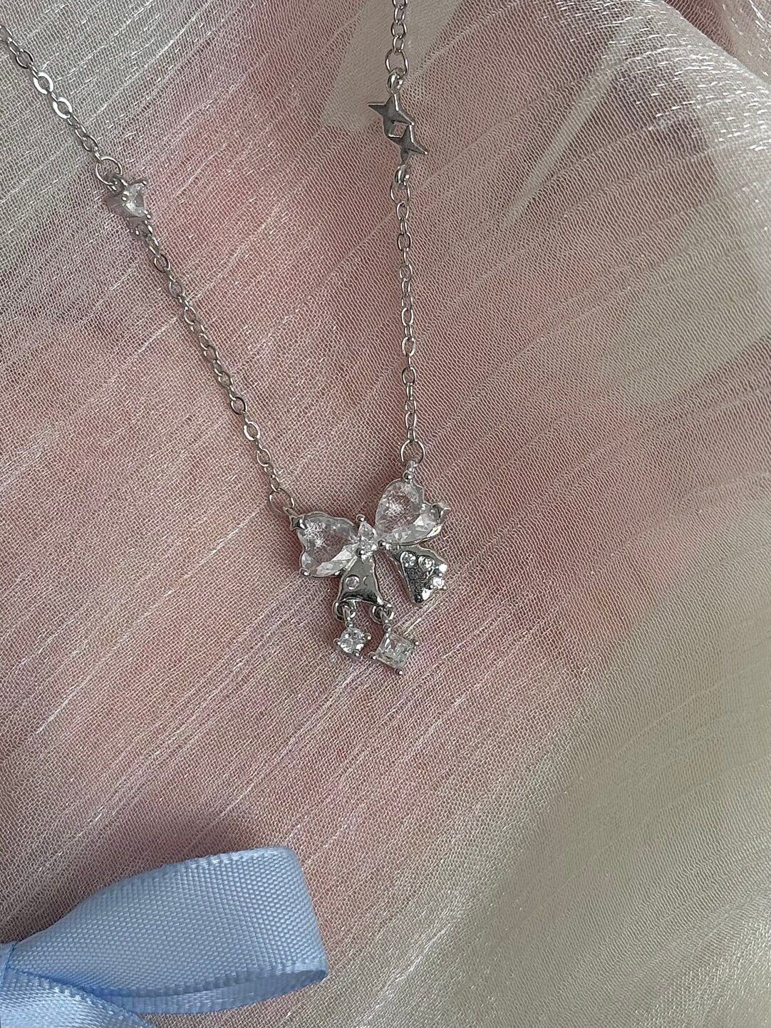 LolaWhite "A Touch of Sweetness" Crystal-Encrusted Bow Necklace