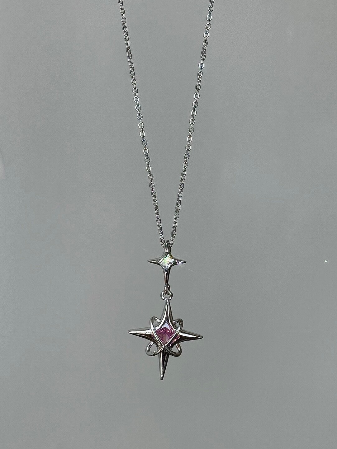 롤라화이트 "비너스" 핑크 스타리 지르콘 샤이닝 스타 목걸이 - 달콤하고 부드러우며 독특함