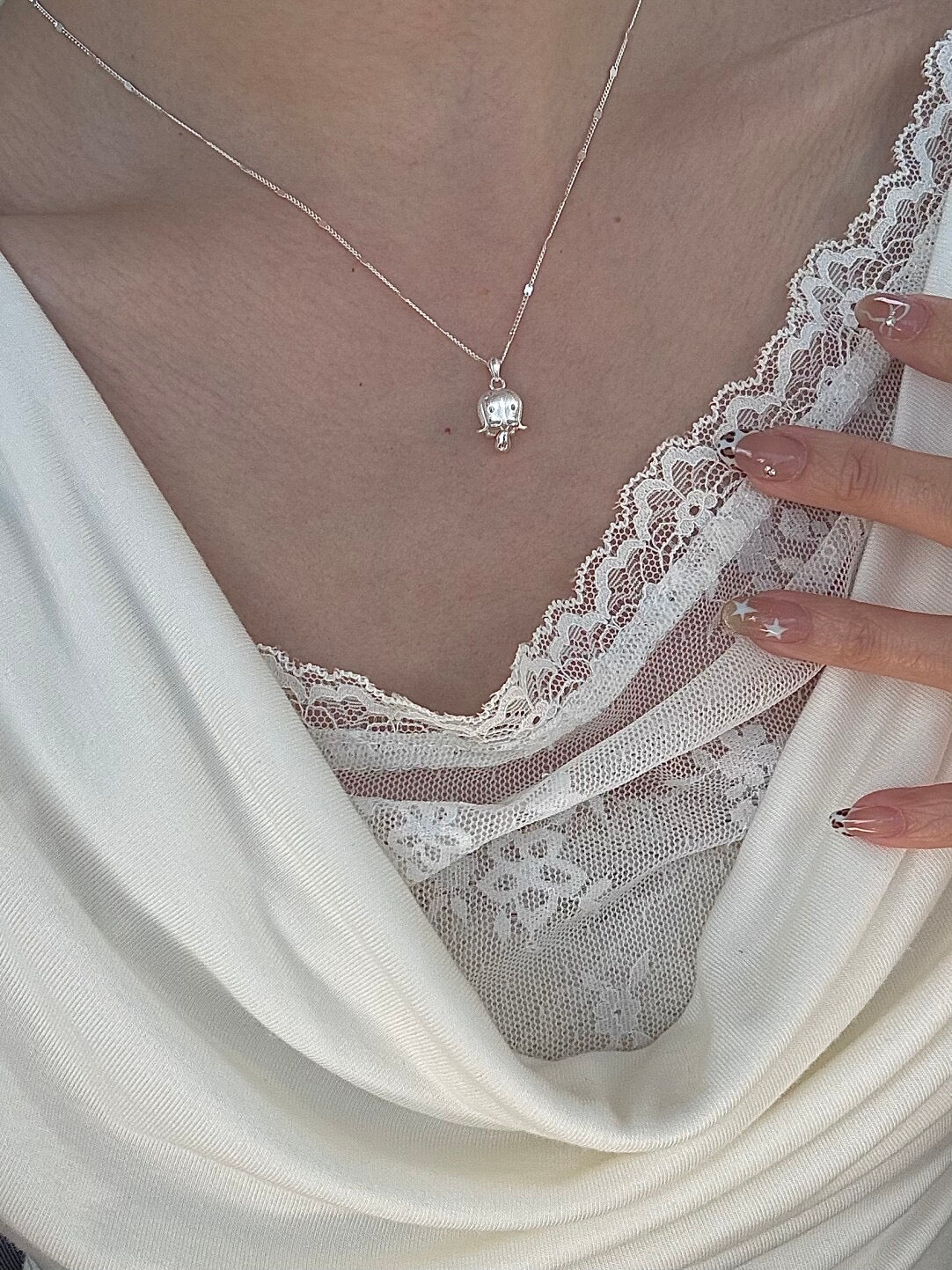 LolaWhite "Veiled Lily Bell" S925 Sterling Silver Lily of the Valley Necklace - Luxury, Intricate & Unique Design