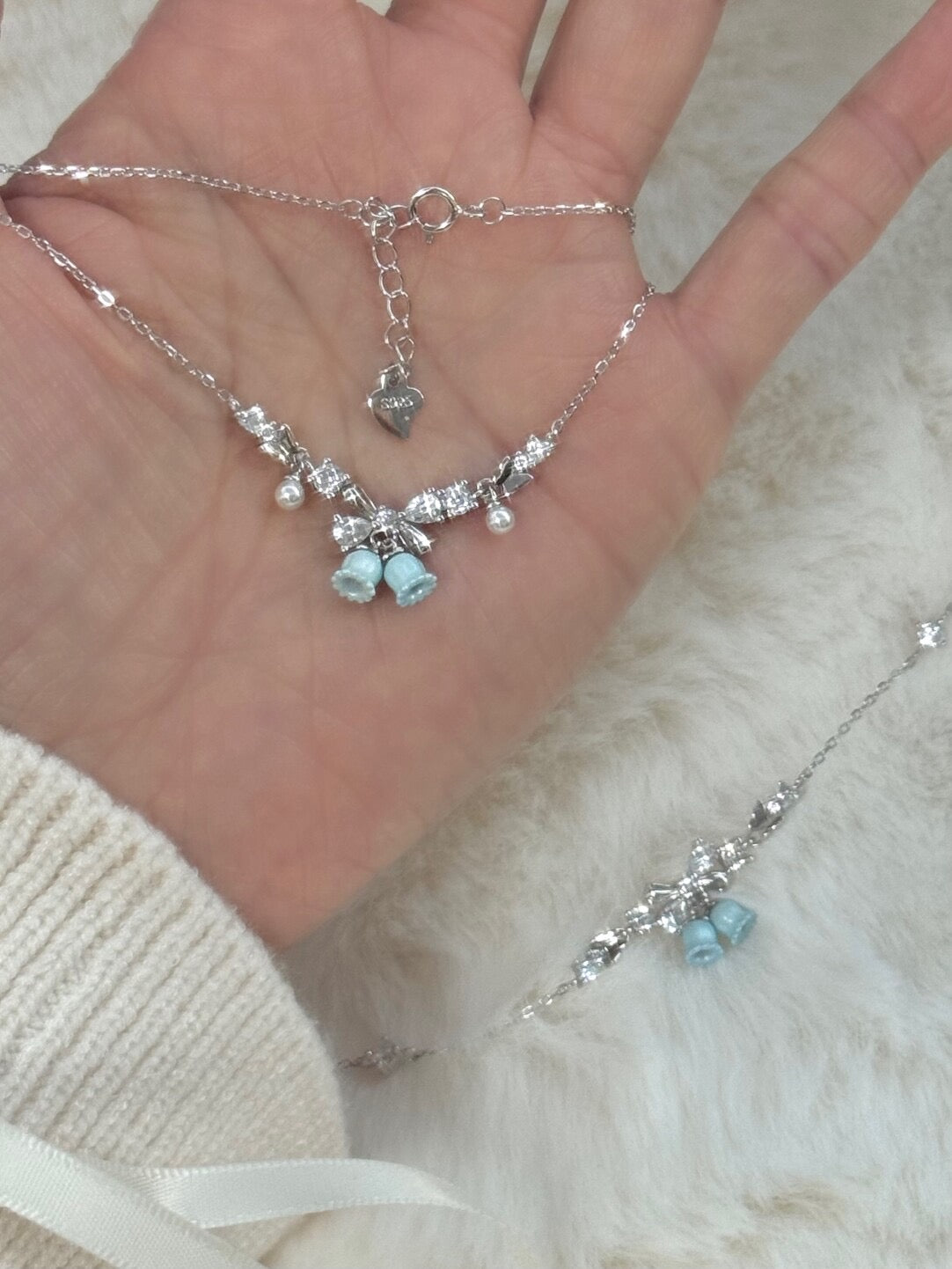 DearLola "Midnight Blue Chime" S925 Sterling Silver Butterfly & Bell Jewelry – Whimsical & Festive