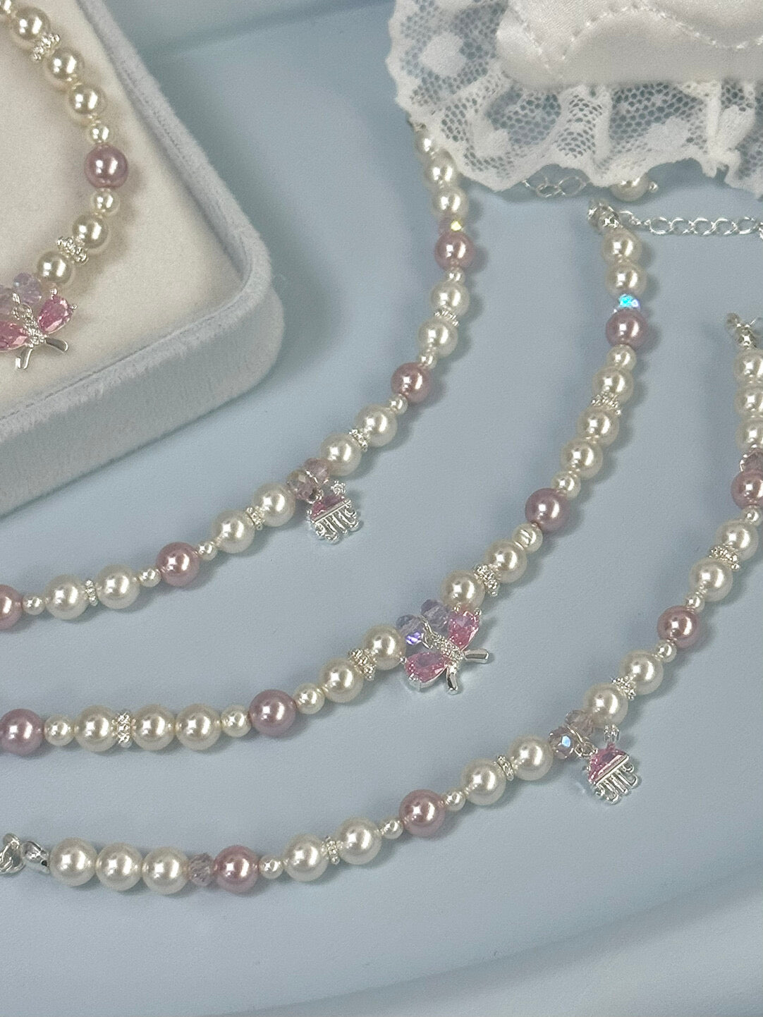 LolaWhite “Half Sugar” Swarovski Pearl Bracelet - Light Luxury, Sweet & Unique – Bow / Jellyfish Versions