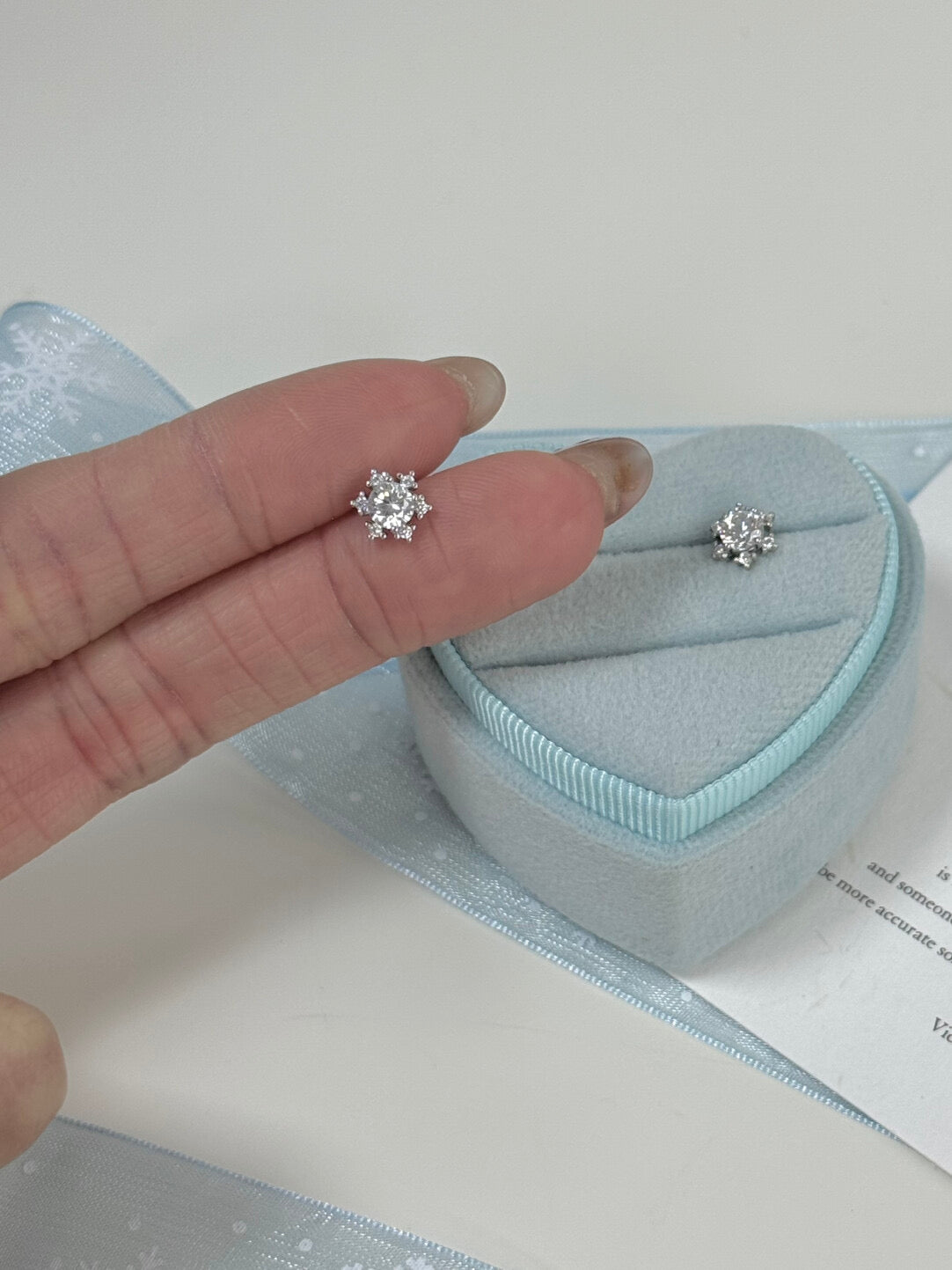 LolaWhite "Crystal Ice Flower" S925 Sterling Silver Snowflake Stud Earrings - Winter Collection Bestseller, Minimalist & Sweet