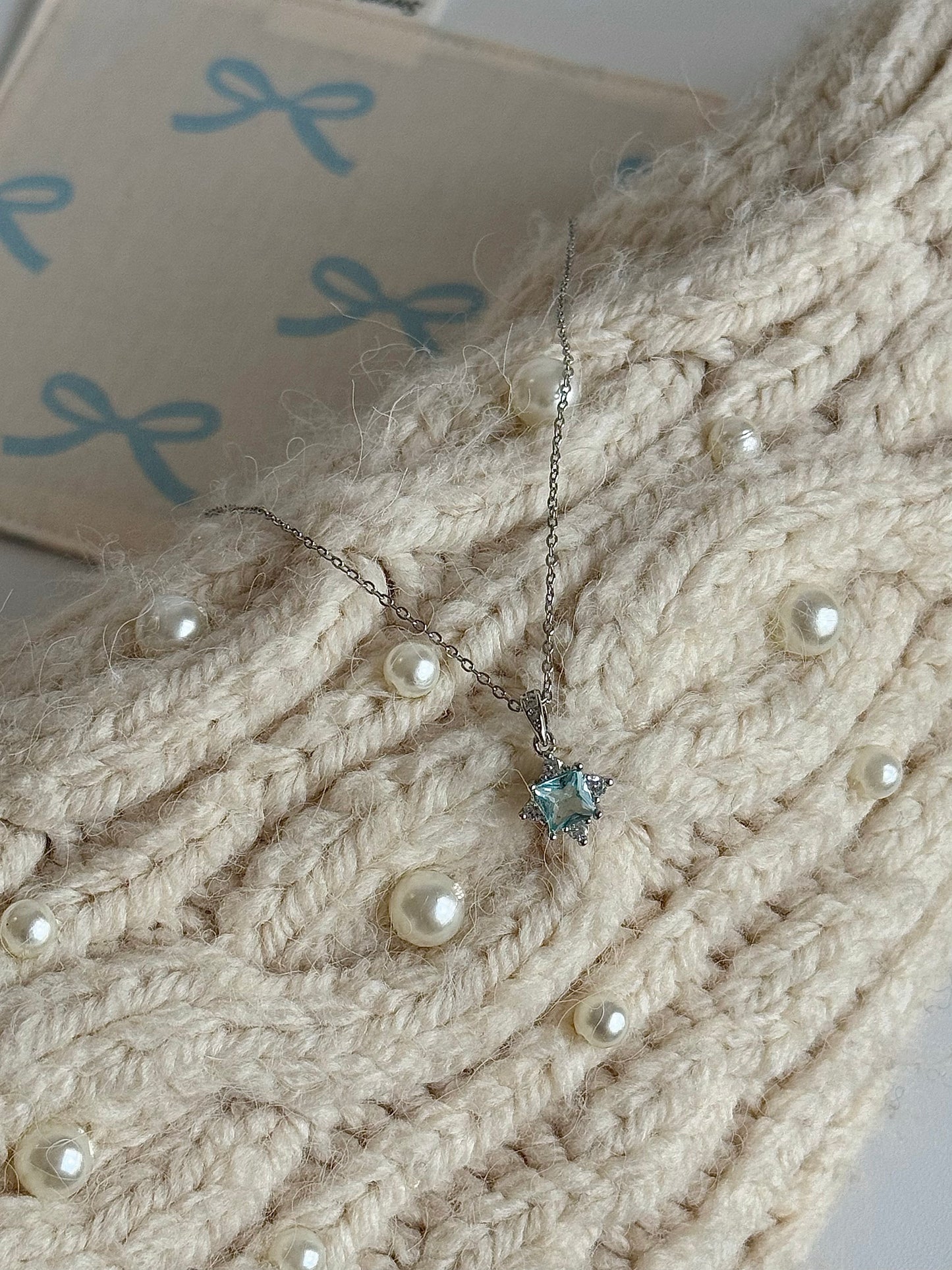 LolaWhite "A Tear of Starlight" Blue Star Pendant Necklace