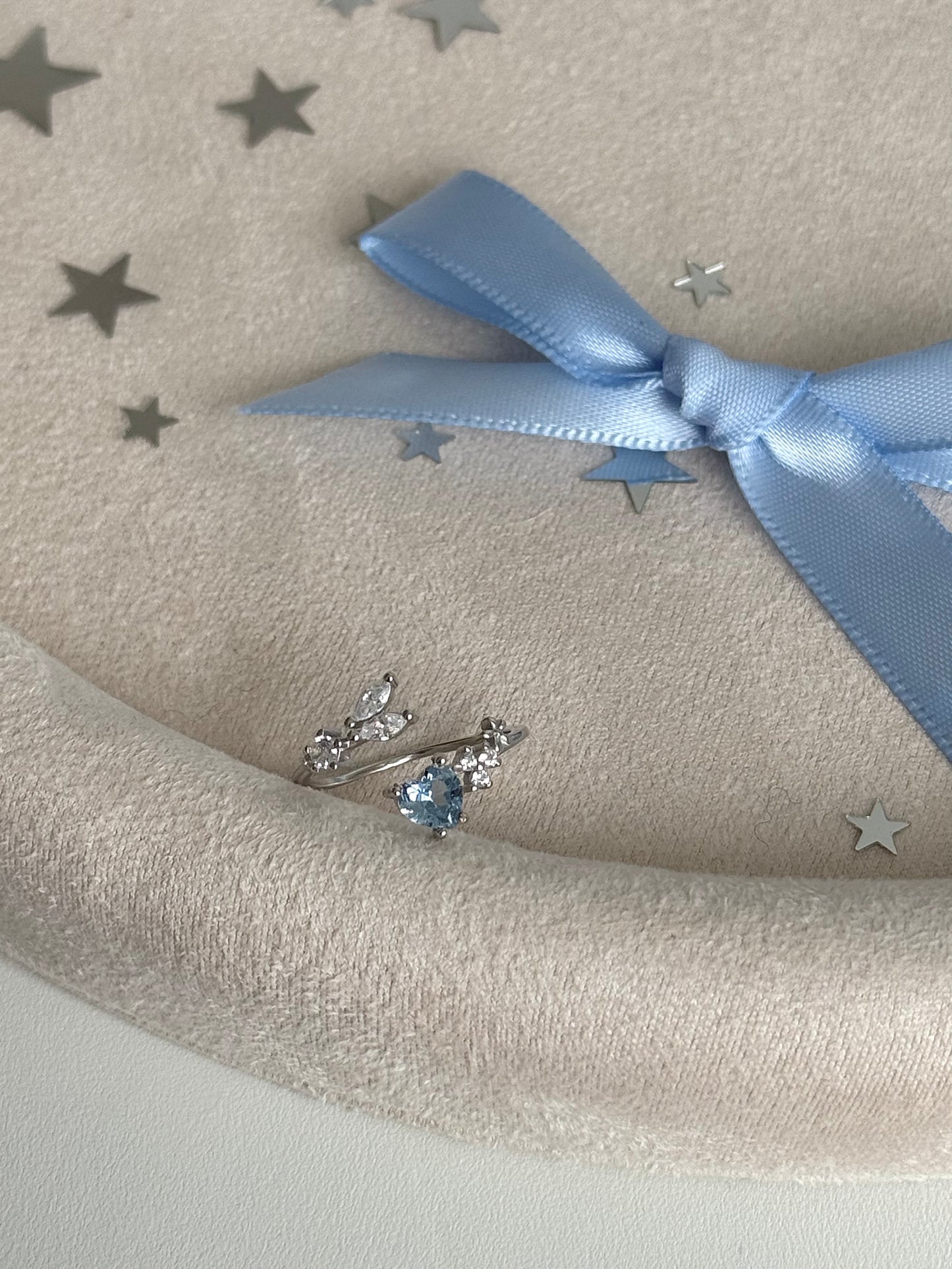 LolaWhite "Ocean's Pledge" Sterling Silver Aqua Mermaid Tail Ring