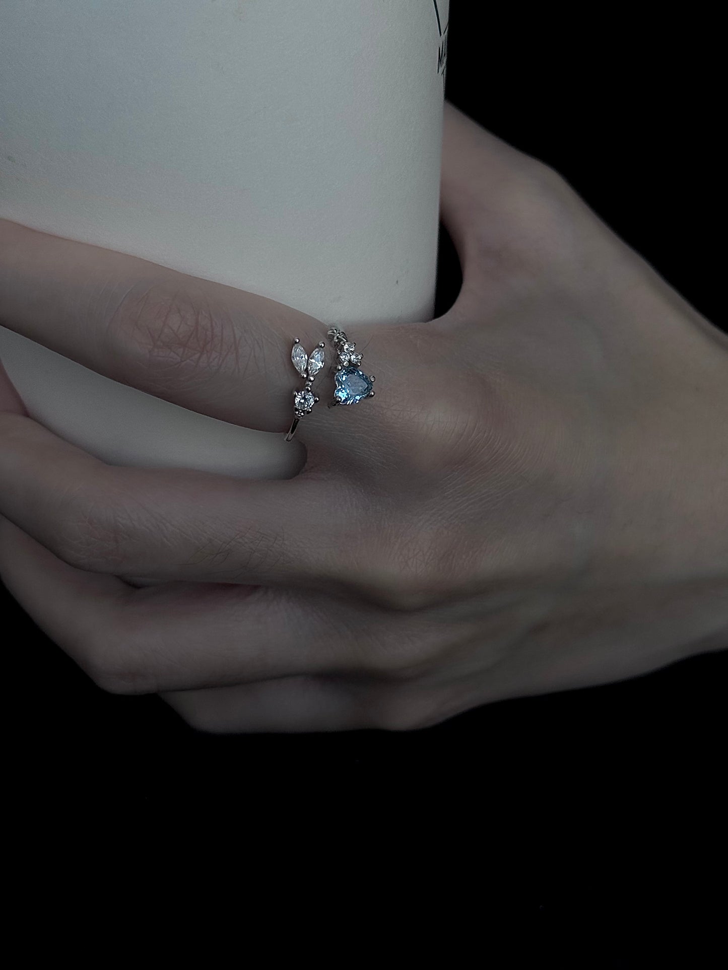 LolaWhite "Ocean's Pledge" Sterling Silver Aqua Mermaid Tail Ring