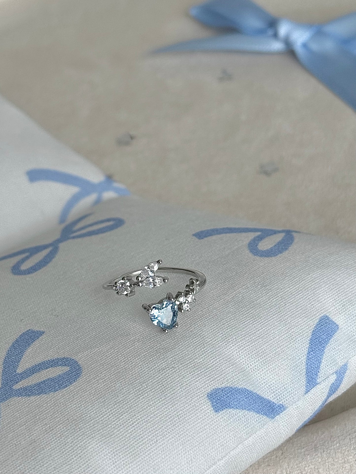 LolaWhite "Ocean's Pledge" Sterling Silver Aqua Mermaid Tail Ring