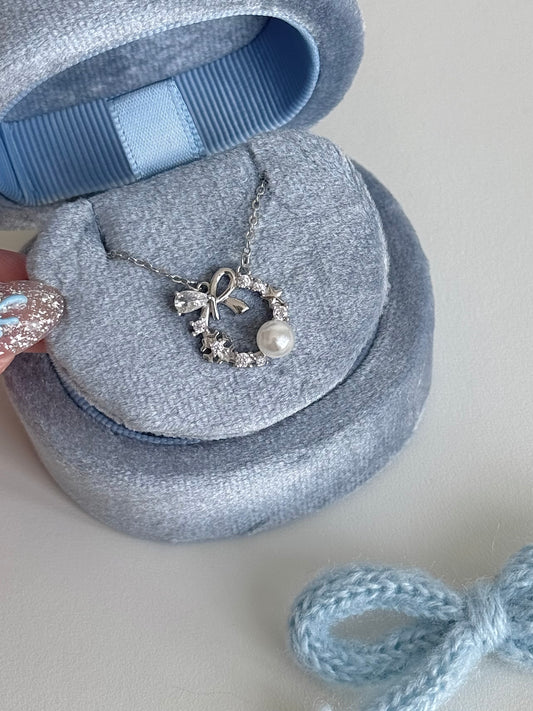 LolaWhite "Storybook Charm" S999 Solid Silver Floral Bow Necklace