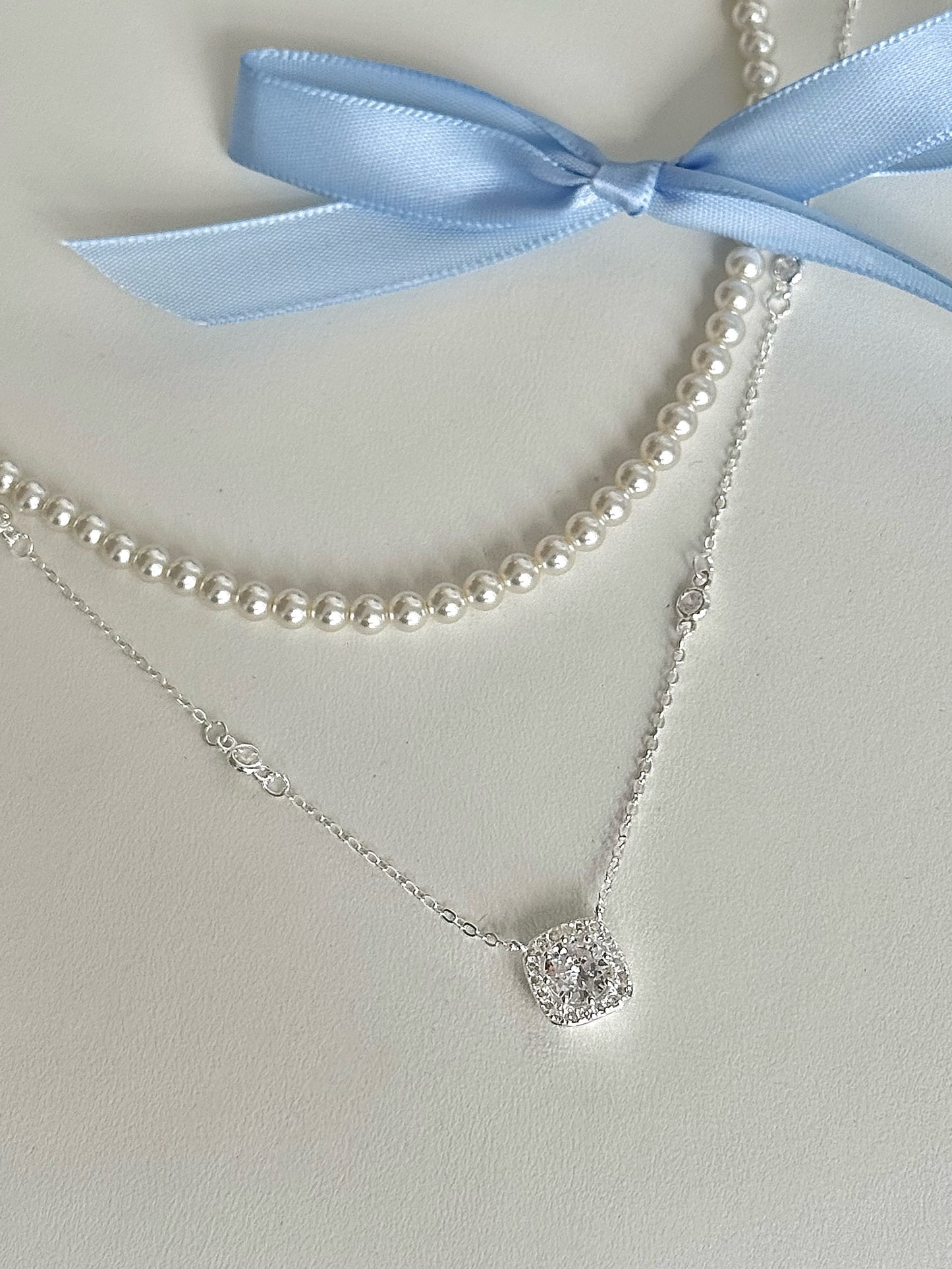 LolaWhite "Portrait Pearl" S925 Sterling Silver Vintage Stacking Necklace Set