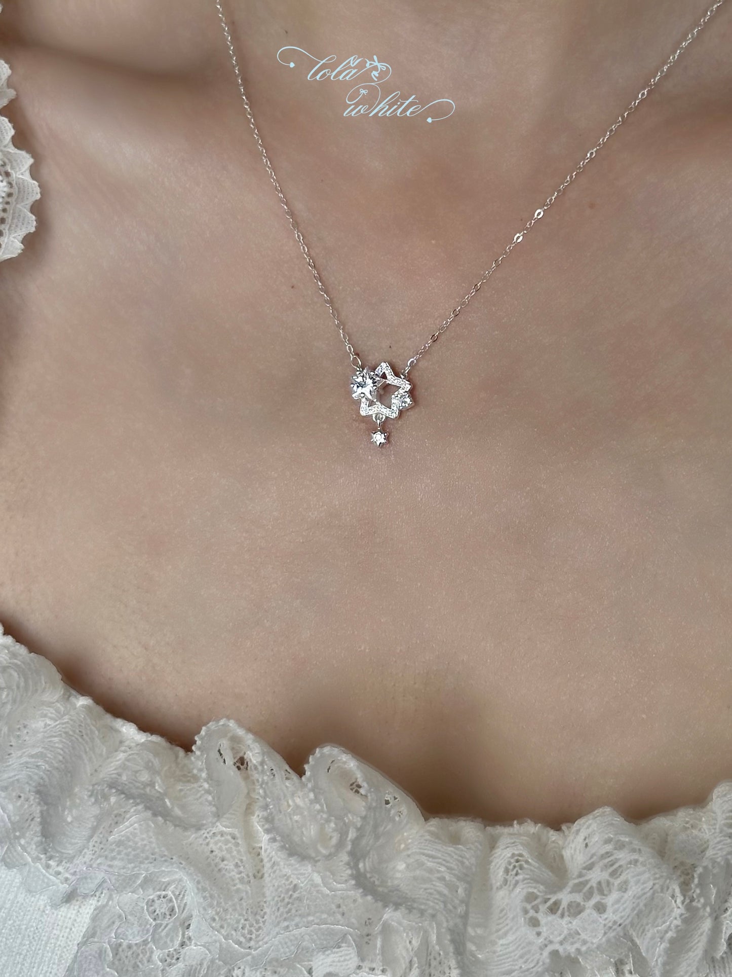 LolaWhite "Stellar Promise" S999 Solid Silver Star Pendant Necklace