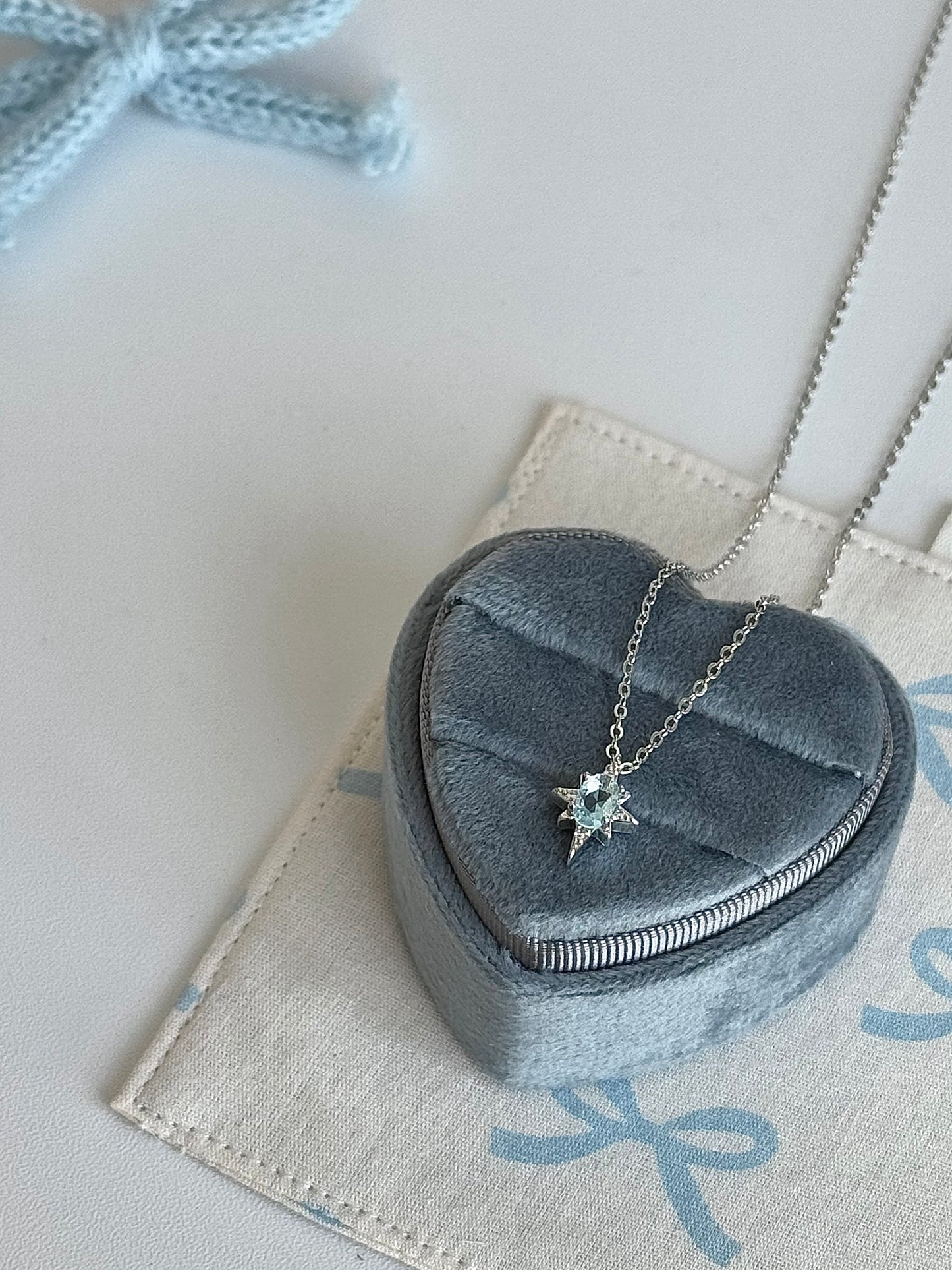 LolaWhite "Frosted Ice-Blue" Octagram Necklace