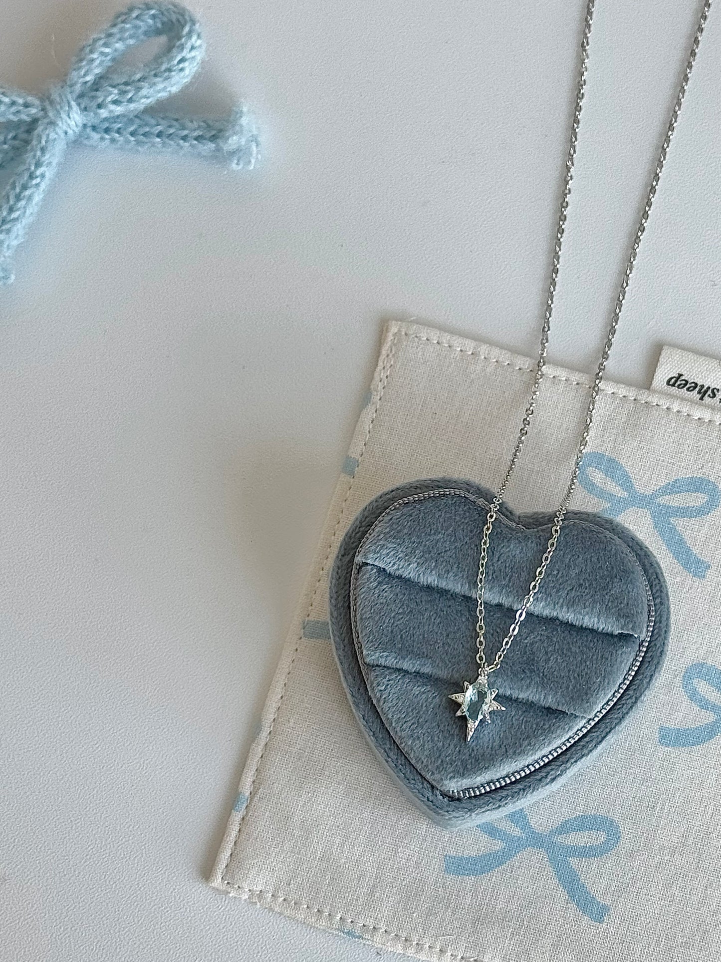 LolaWhite "Frosted Ice-Blue" Octagram Necklace