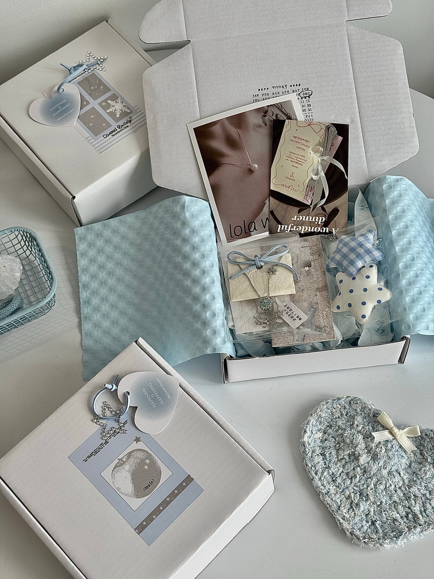 LolaWhite "Frosted Ice-Blue" Octagram Necklace