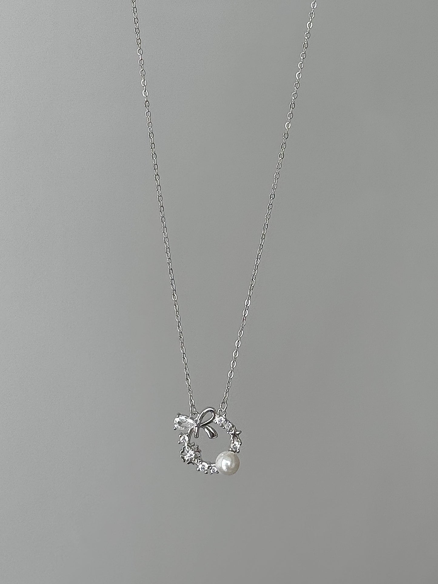 LolaWhite "Storybook Charm" S999 Solid Silver Floral Bow Necklace