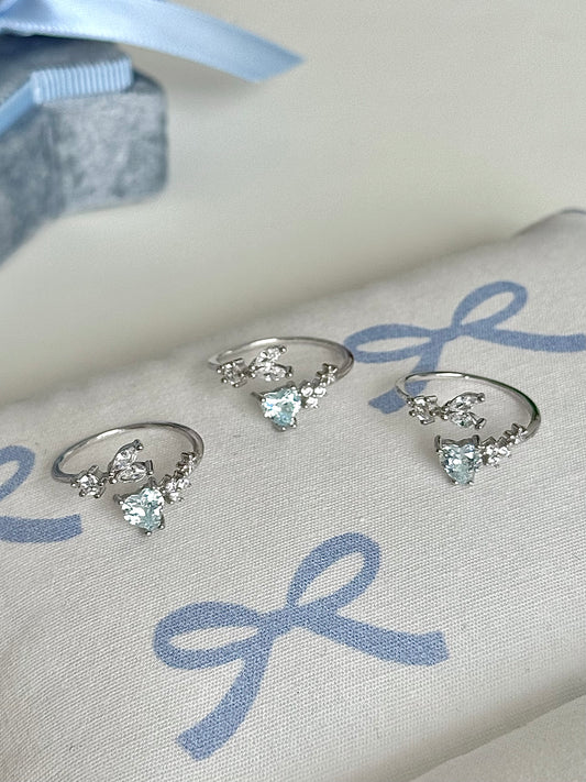 LolaWhite "Ocean's Pledge" Sterling Silver Aqua Mermaid Tail Ring