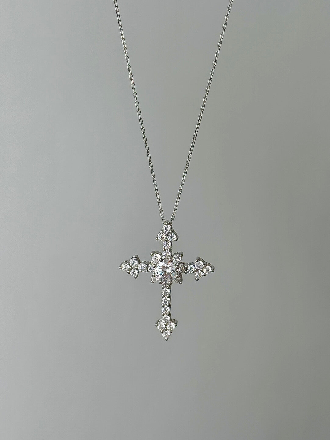 LolaWhite "Aphrodite's Descent" S925 Sterling Silver Full-Zircon Cross Pendant Necklace – Sweet&Luxe