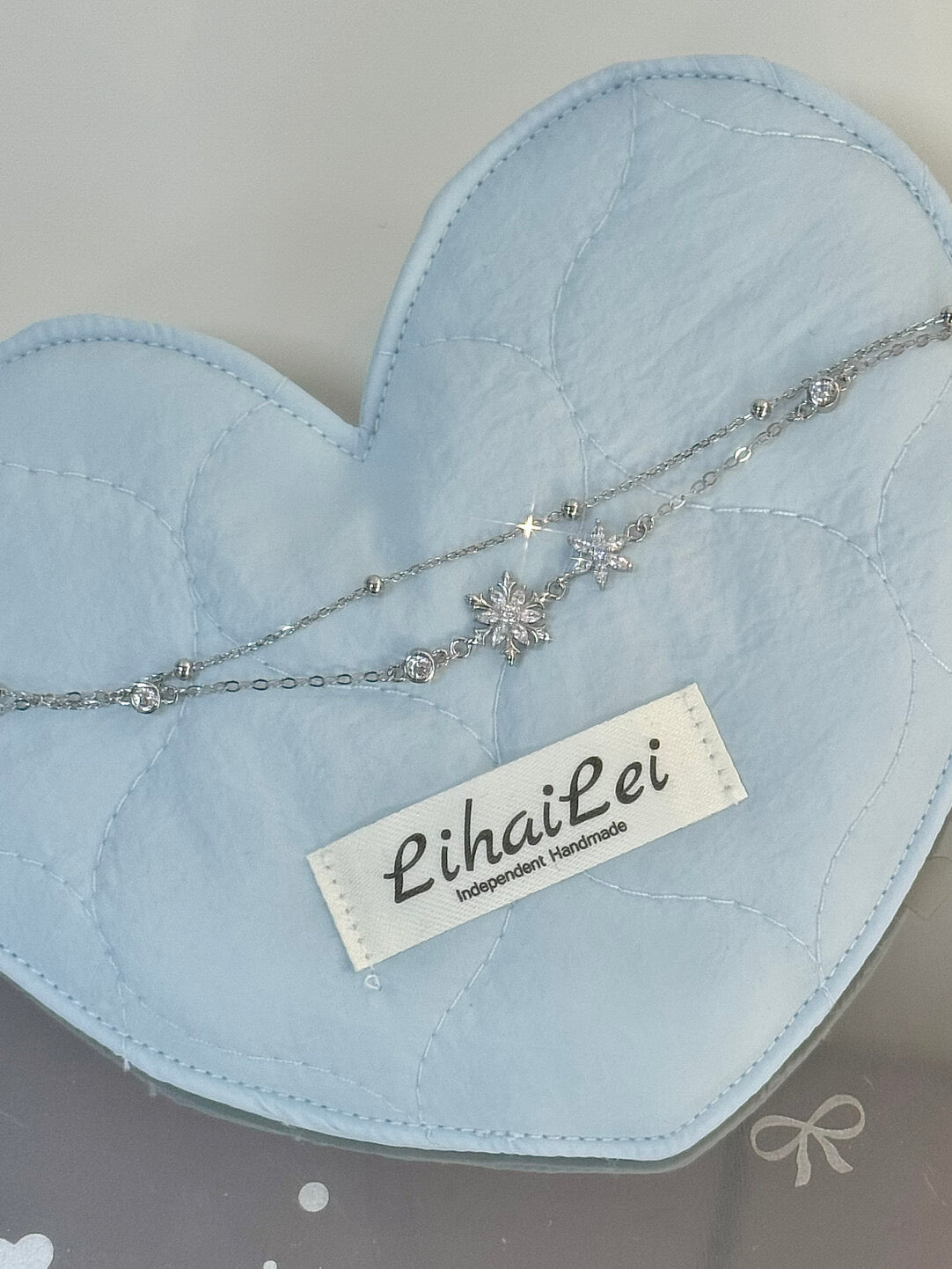 LolaWhite "Snowglaze" S925 Sterling Silver Dreamy Snowflake Double-Layer Bracelet – Minimalist Luxury & Unique