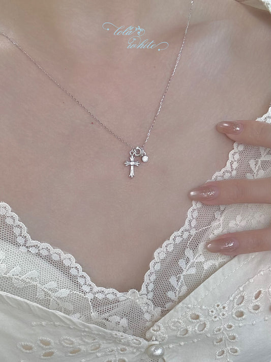 LolaWhite "Midnight Prayer" S925 Sterling Silver Sliding Cross Pendant Necklace - Understated Luxury & Versatile