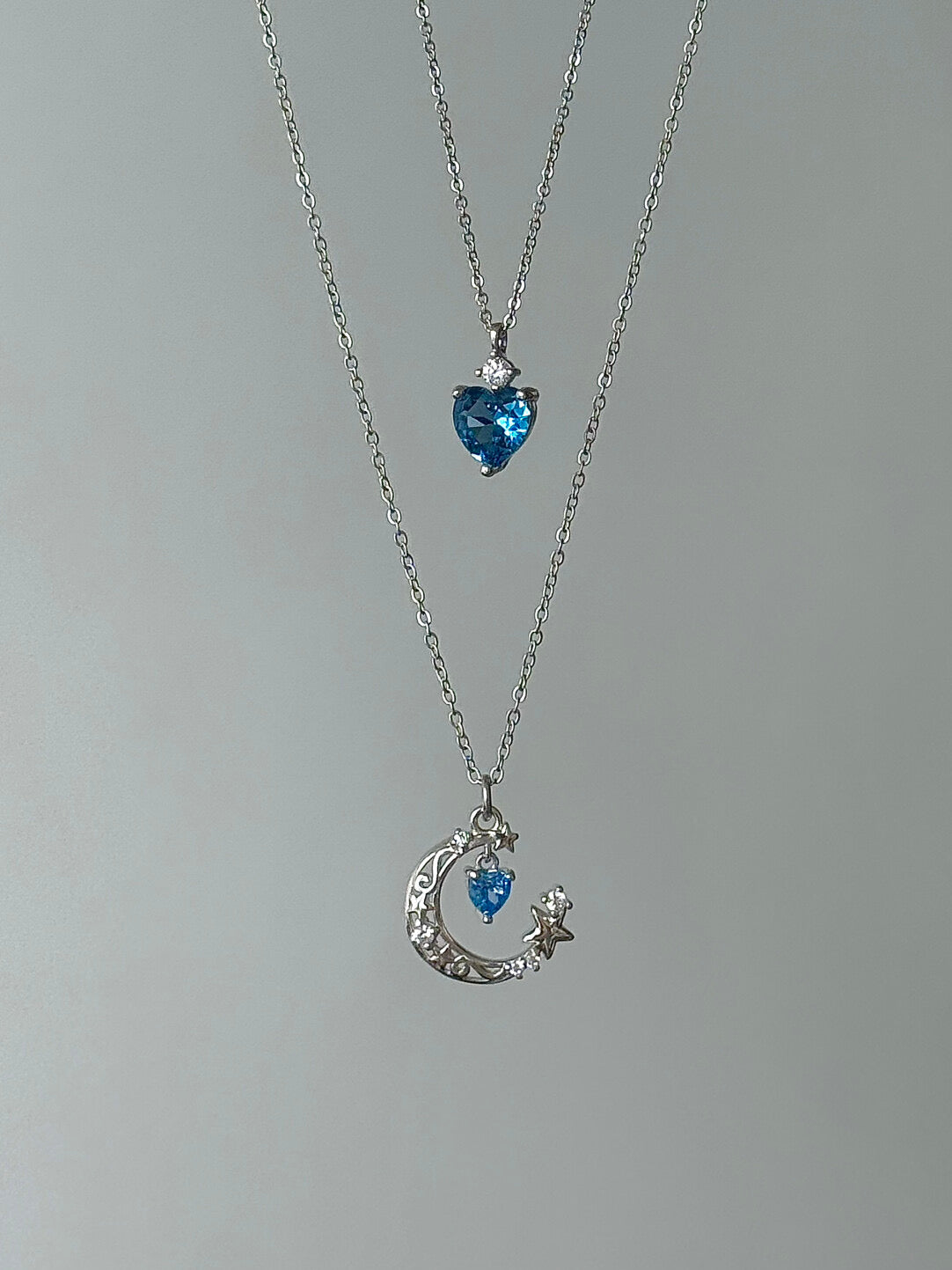 롤라화이트 "블루문의 심장" S925 스털링 실버 천상 목걸이