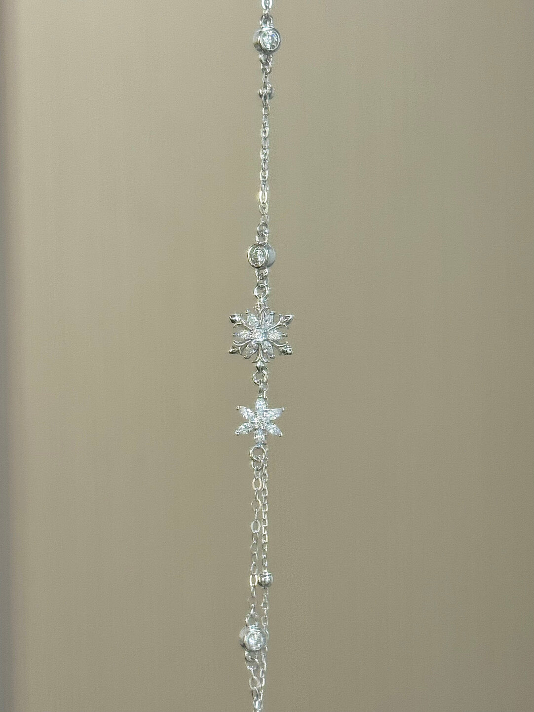 LolaWhite "Snowglaze" S925 Sterling Silver Dreamy Snowflake Double-Layer Bracelet – Minimalist Luxury & Unique