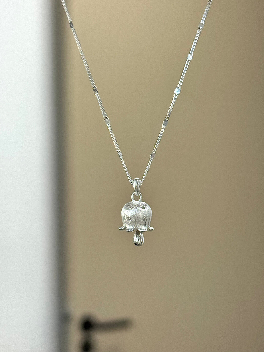 LolaWhite "Veiled Lily Bell" S925 Sterling Silver Lily of the Valley Necklace - Luxury, Intricate & Unique Design