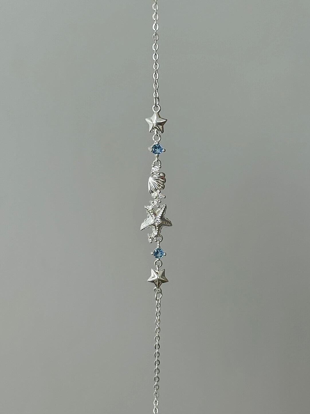 LolaWhite "Positano Summer" S999 Solid Sterling Silver Starfish & Shell Jewelry Set with Blue Zircon - Nautical Holiday Collection