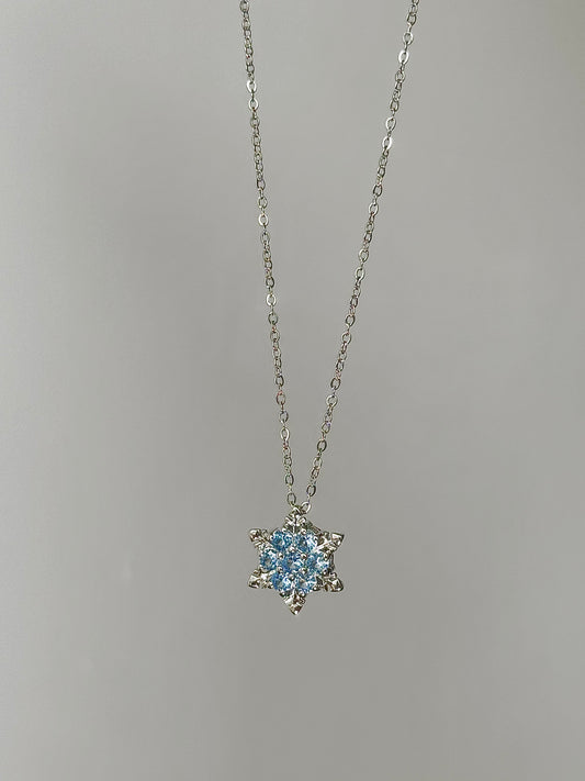 Winter Love Letter Necklace Deep Blue Pave Snowflake