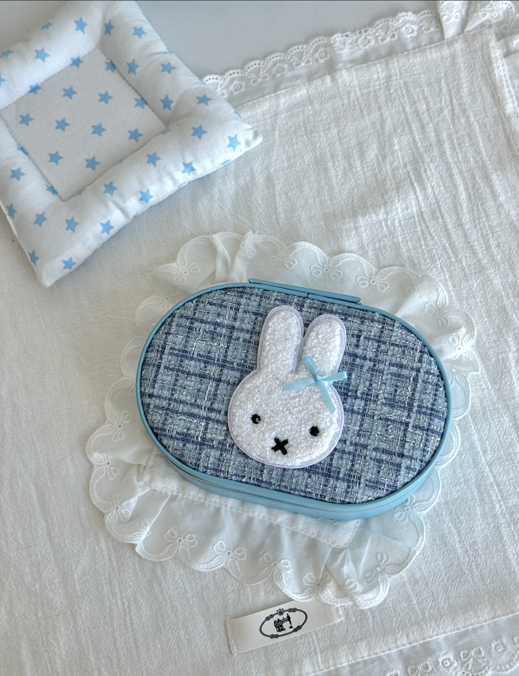 LolaWhite Blue Miffy-style Jewelry Box with Bow