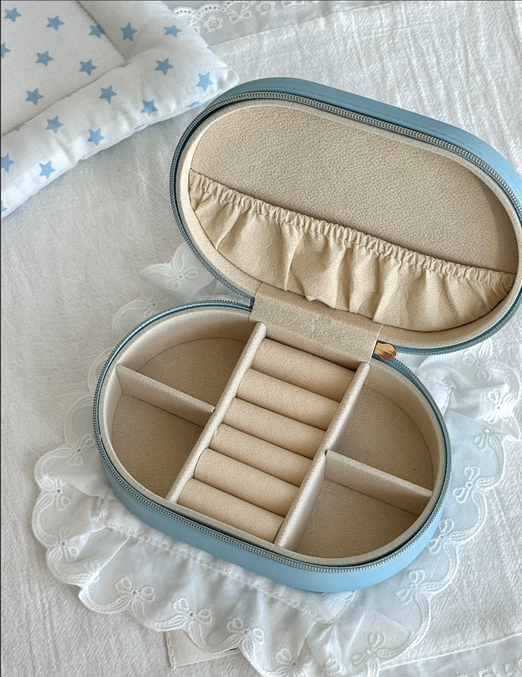 LolaWhite Blue Miffy-style Jewelry Box with Bow