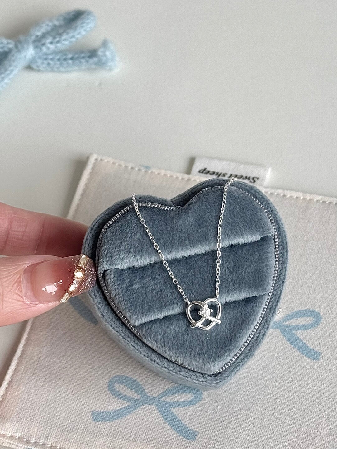 LolaWhite "Dessert Formula" S925 Sterling Silver Pretzel Pendant Necklace - Korean Style, Unique & Sweet