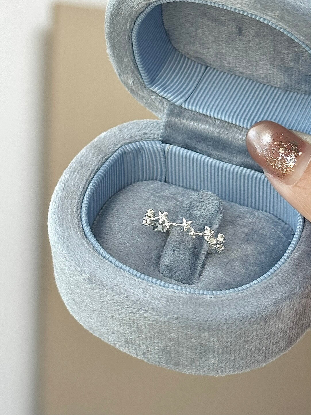 LolaWhite "Stellar Monologue" S925 Sterling Silver Open Star Ring - Korean 3D Star Design, Minimalist & Chic