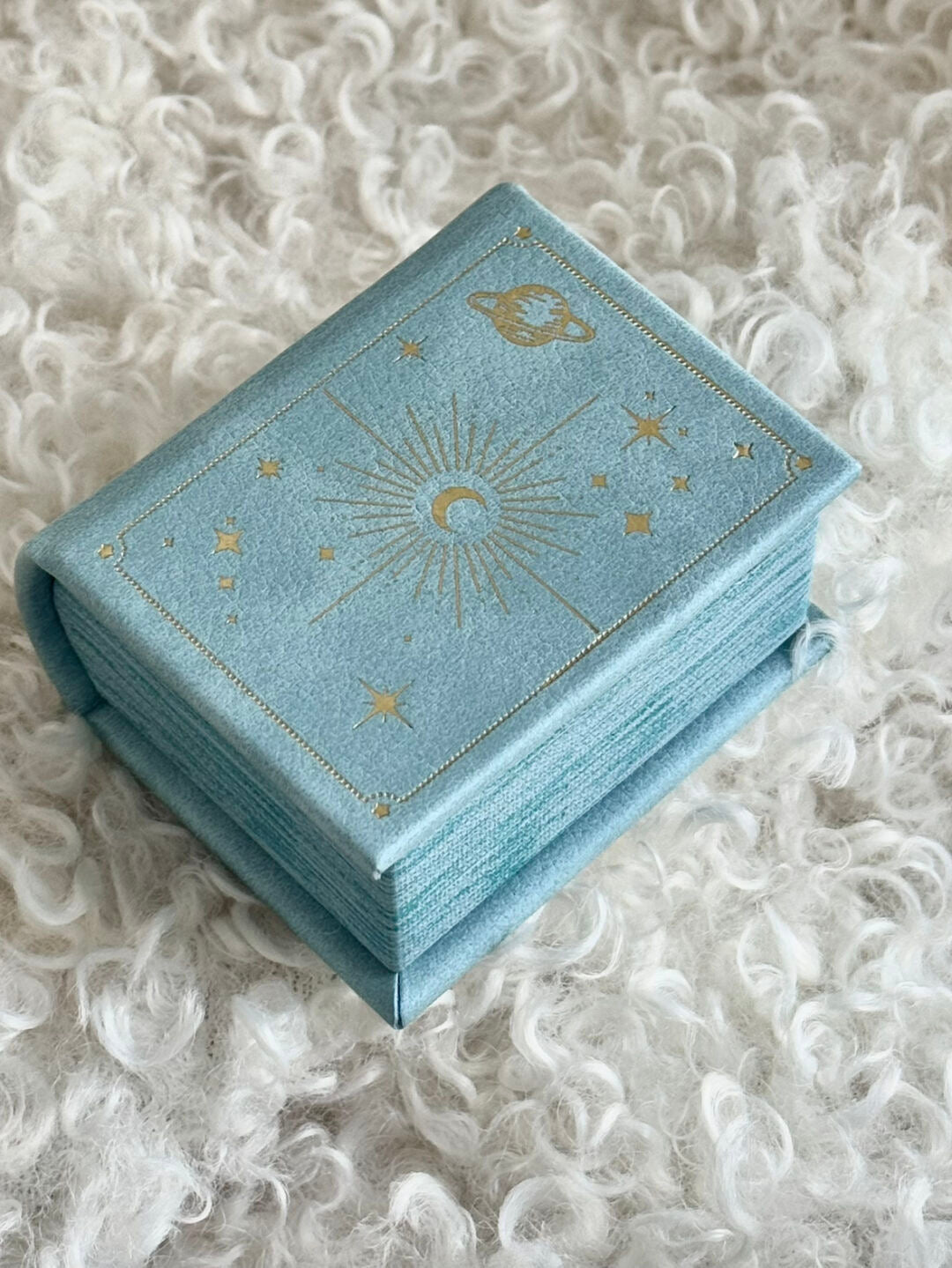 Blue Galaxy Magic Book Ring Box – Blue Star & Moon